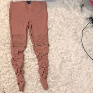 Rouched bottom zip knee dressy joggers
